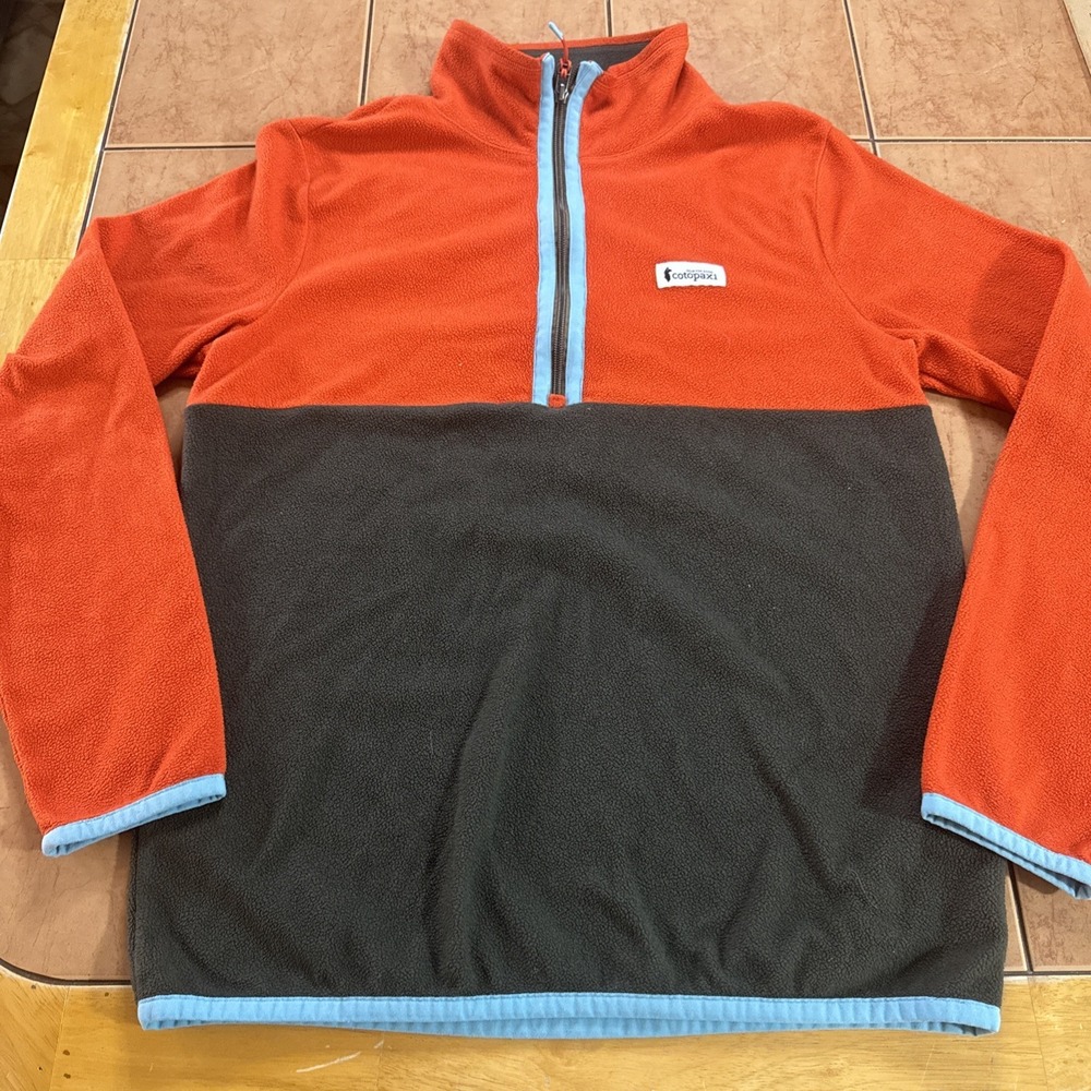 Cotopaxi Sweater Mens Sz Small Long Sleeve 1/4 Zip Casual Pullover Orange Gray